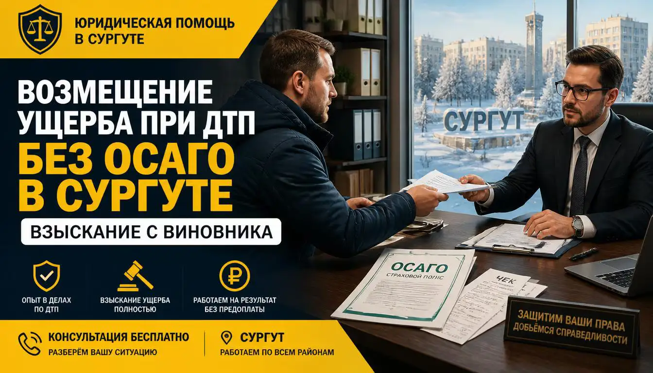 Возмещение ущерба при ДТП без ОСАГО в Сургуте: взыскание с виновника