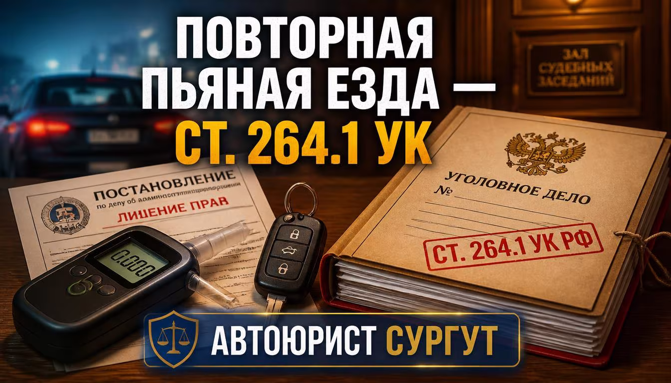 Повторная пьяная езда: ст. 264.1 УК и уголовное дело