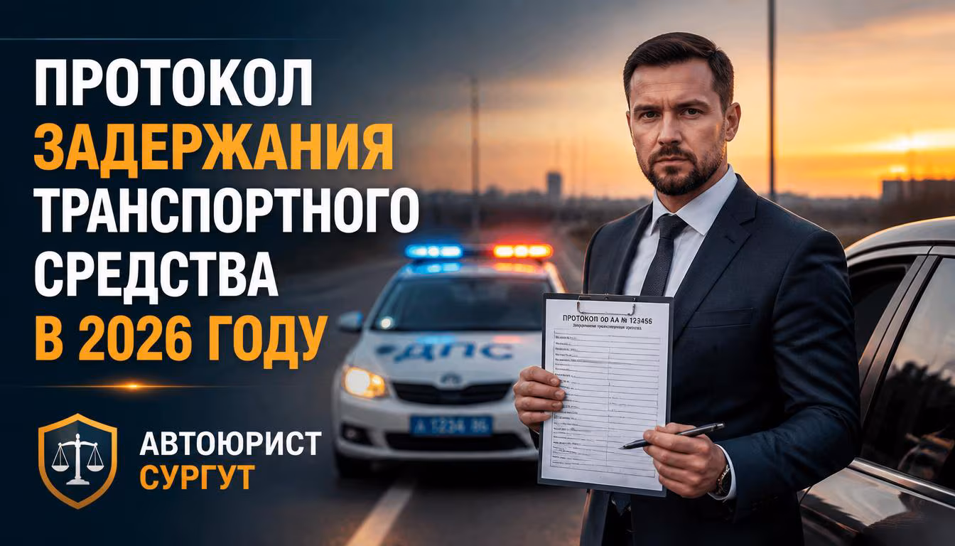 Протокол задержания транспортного средства в 2026 году
