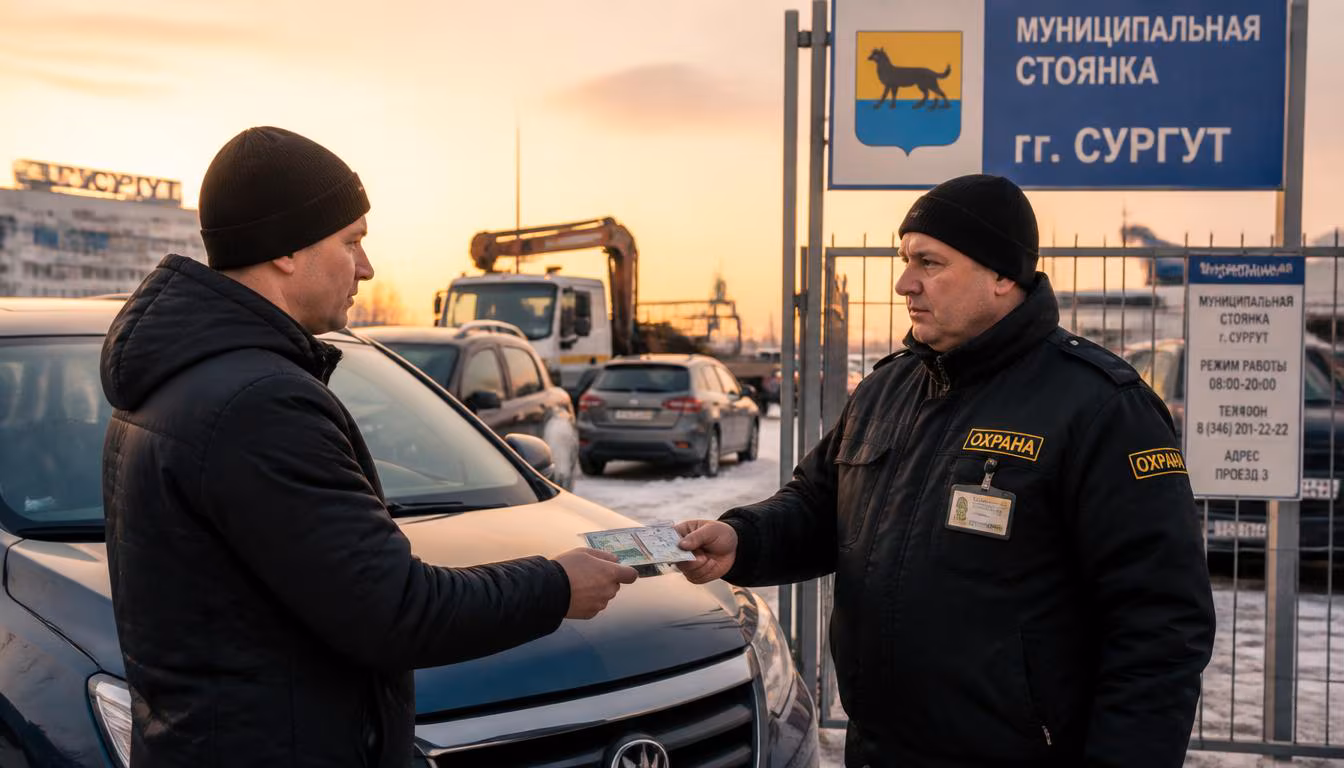 Водитель забирает автомобиль со штрафстоянки в Сургуте — пошаговая инструкция