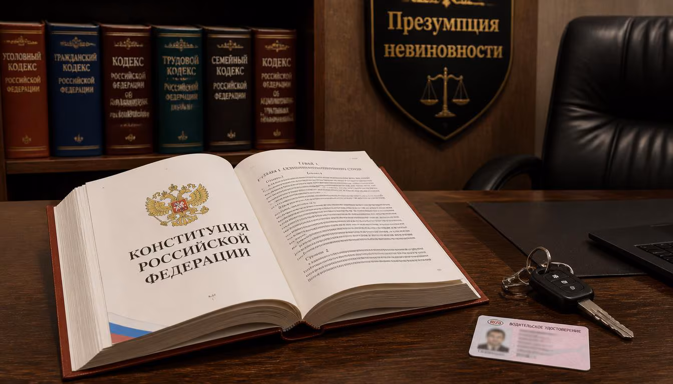 Конституция РФ и водительское удостоверение в кабинете автоюриста — презумпция невиновности в Сургуте, ХМАО-Югра