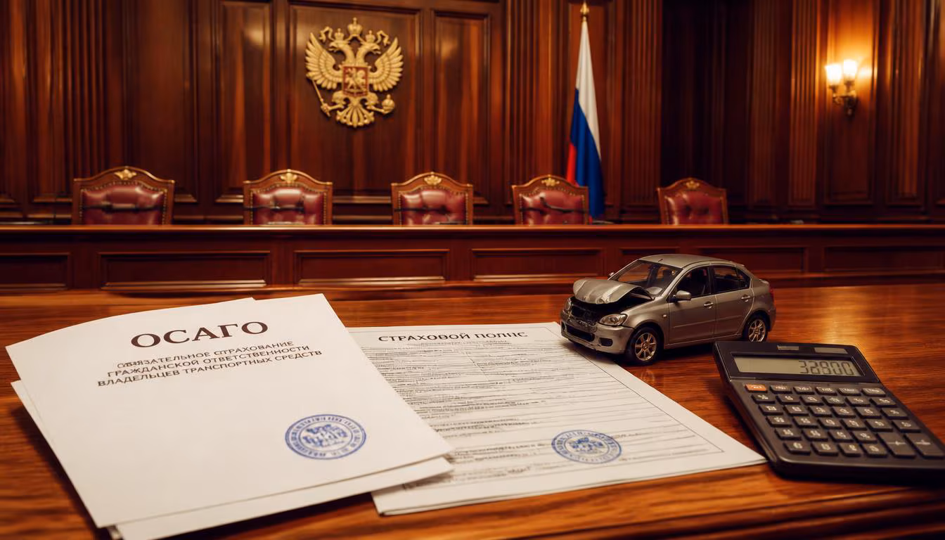 Заседание Конституционного суда по взысканию ущерба сверх лимита ОСАГО — документы и страховой полис на столе в Сургуте, ХМАО-Югра